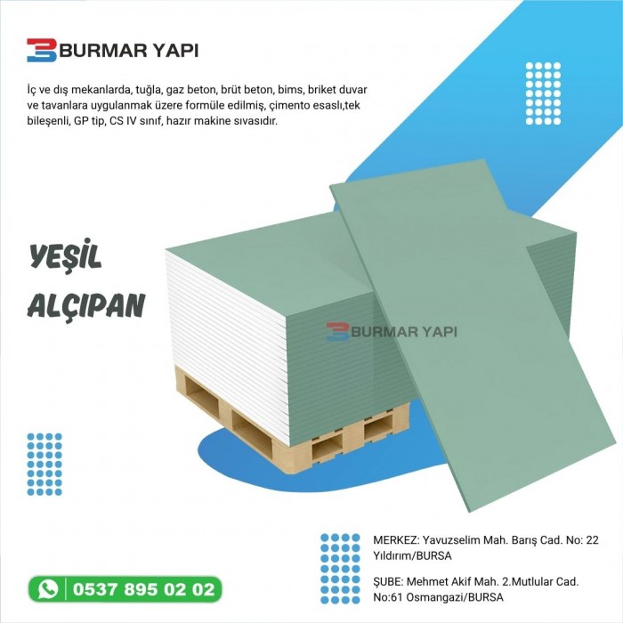 Yeşil Alçıpan Fiyatları Bursa